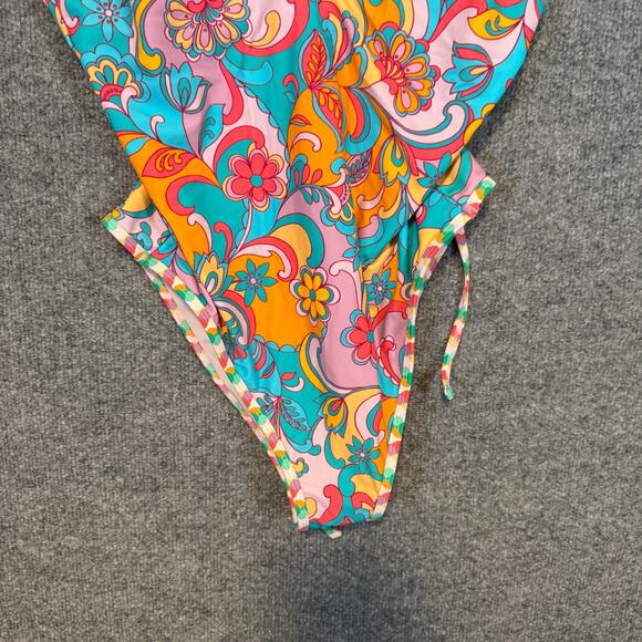 Cupshe One Piece Swimsuit Womens‎ Large Floral Colorful Bohemian Artsy NEW - Picture 3 of 13